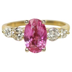 Pinker Saphir & Diamant-Mehrstein-Ring - 18K Gelb, nicht-traditionelle Verlobung