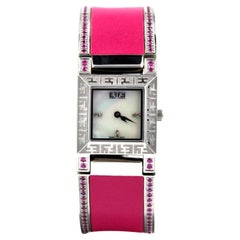 Pink Sapphire & Diamond Pave Dial Luxury Swiss Quartz Exotic Watch 2.76 Tcw