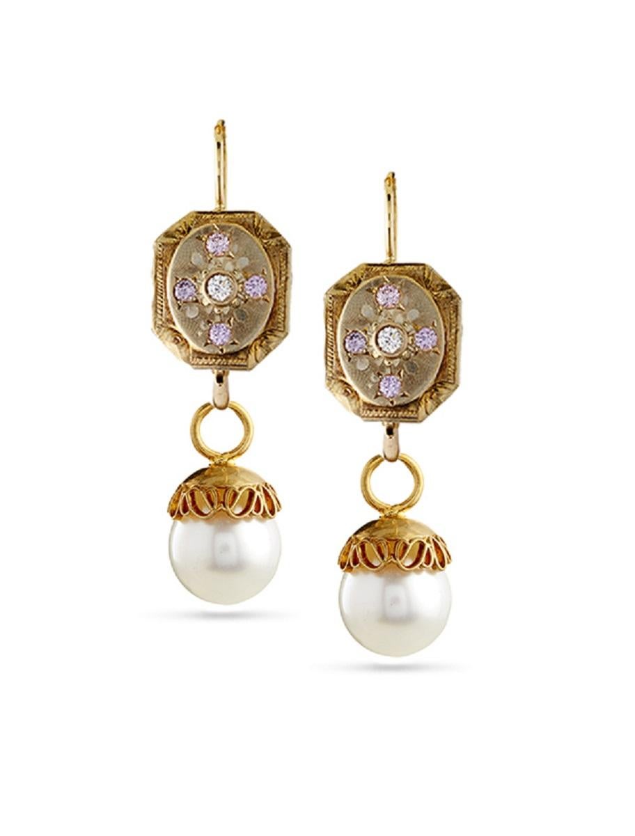 Erin Mac vintage cufflinks to earrings with pink sapphires, diamonds & Pearls
