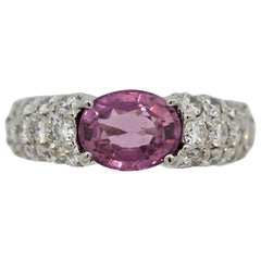 Used Pink Sapphire Diamond Platinum Ring