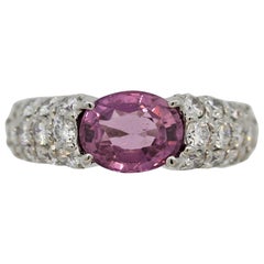 Pink Sapphire Diamond Platinum Ring