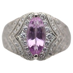 Pink Sapphire Diamond Platinum Ring