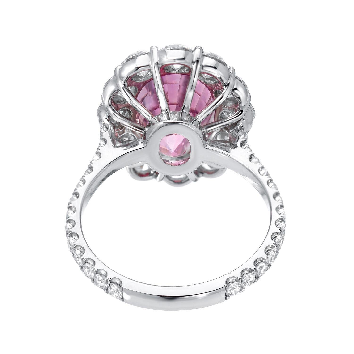 Natürlicher Rosa Saphir Verlobungsring Diamant Platin Ungeheizter Ceylon Saphir (Romantik)