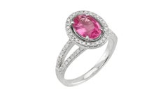 Pink Sapphire Diamond Ring 14K White Gold