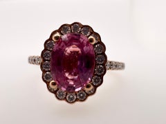 Pink sapphire & Diamond ring 14KT rose gold
