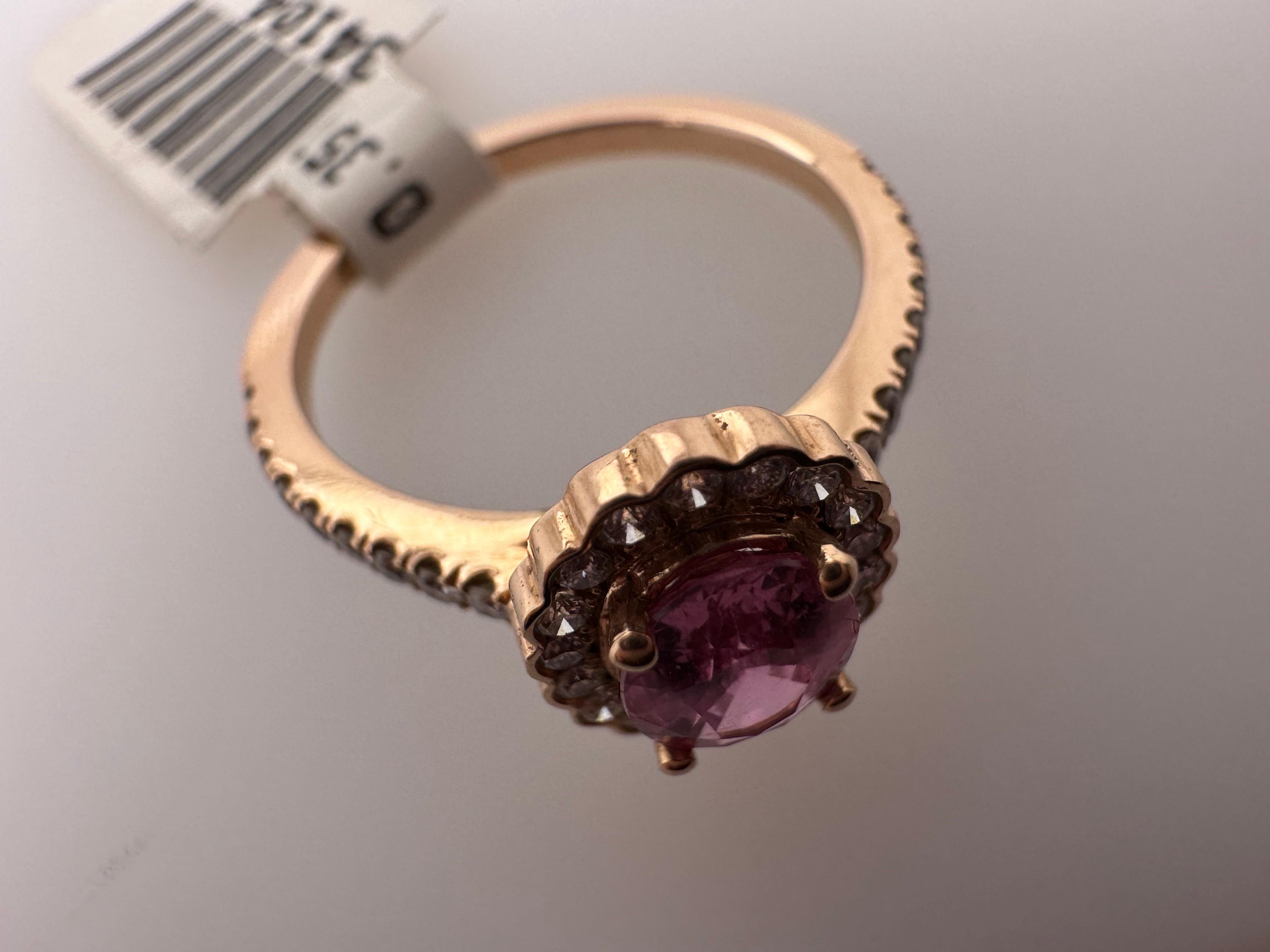 Women's or Men's Pink sapphire & Diamond ring 14KT rose gold For Sale