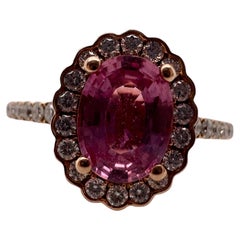 Pink Saphir & Diamant Ring 14KT Roségold