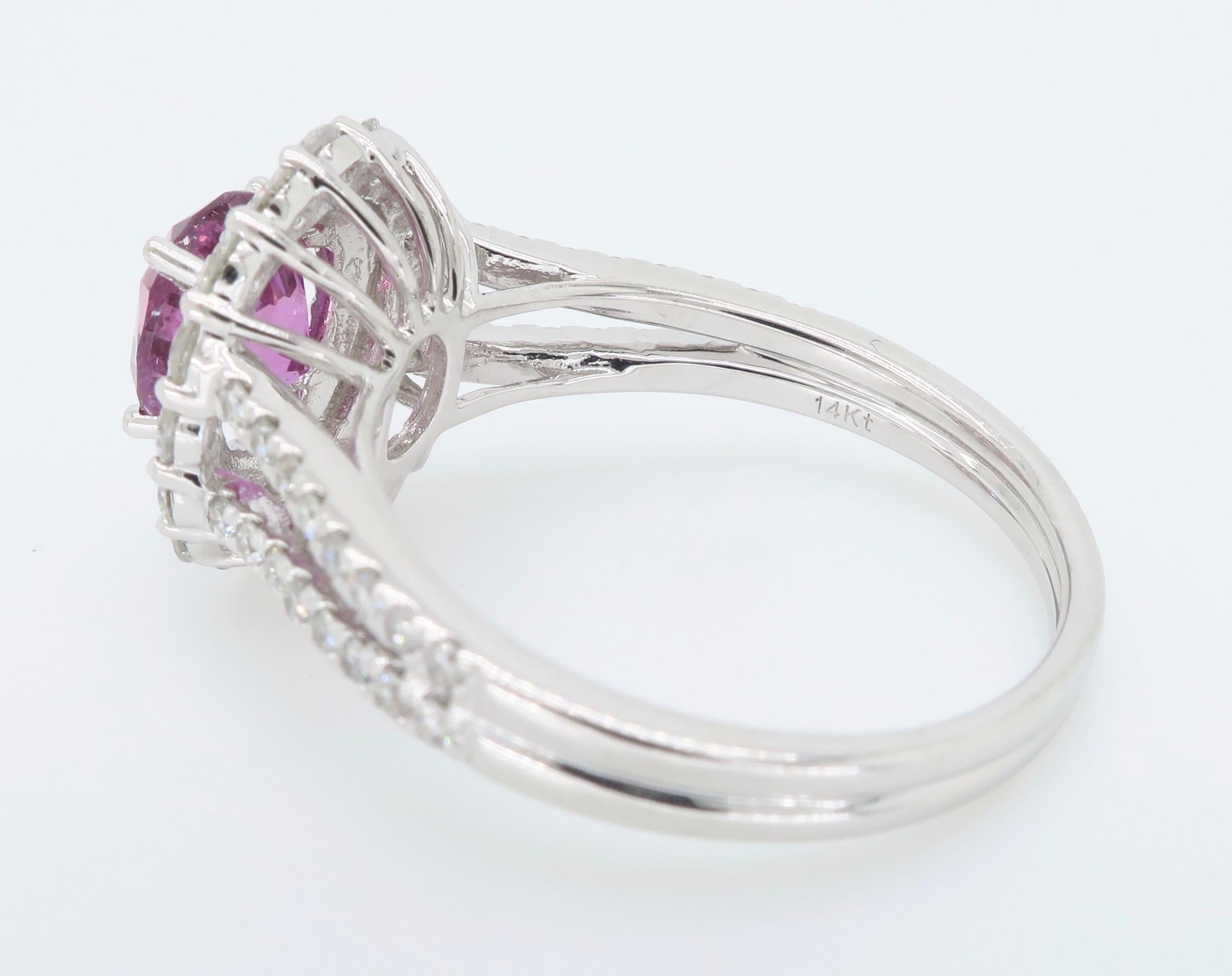 Pink Sapphire and Diamond Ring 6