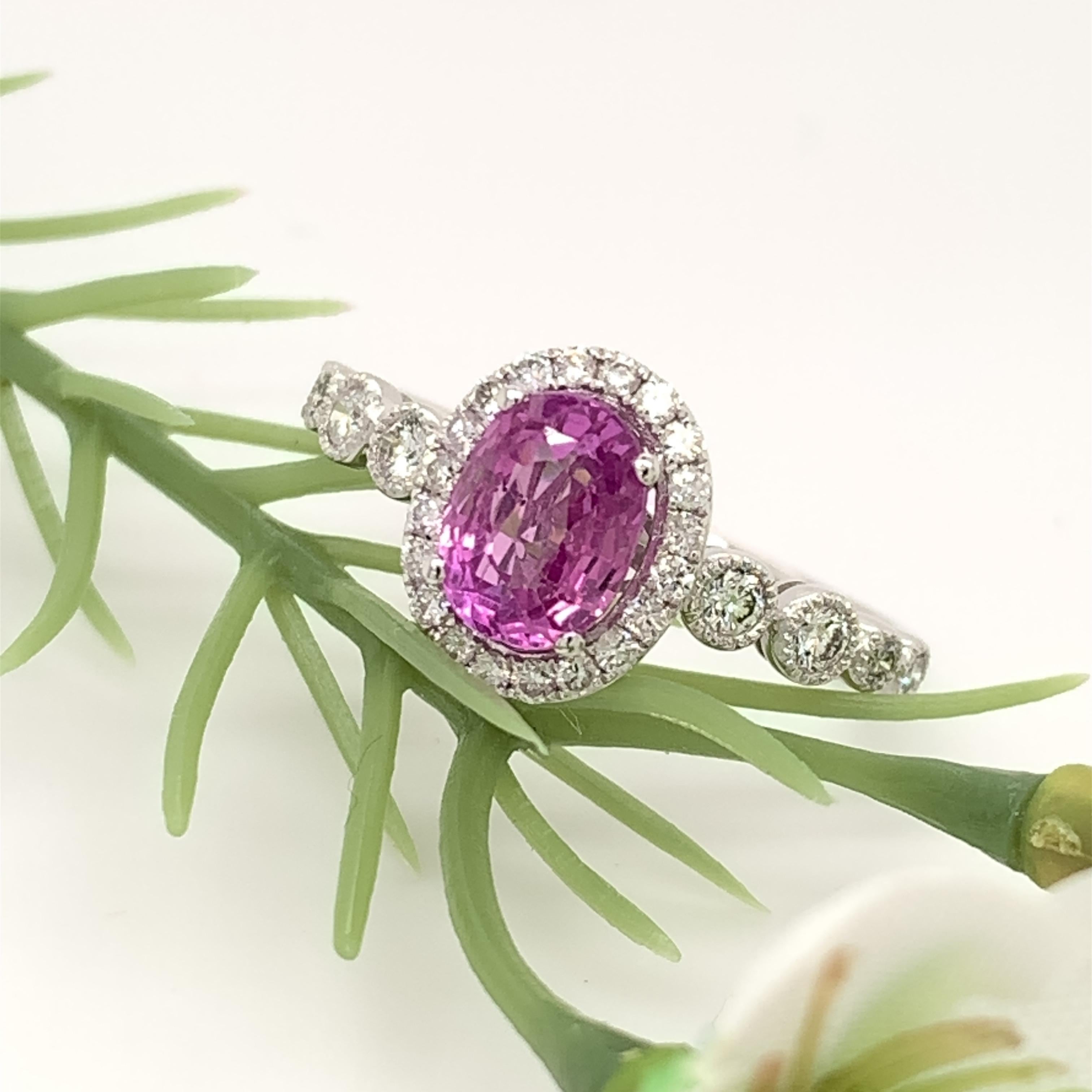 Oval Cut Pink Sapphire Diamond Ring