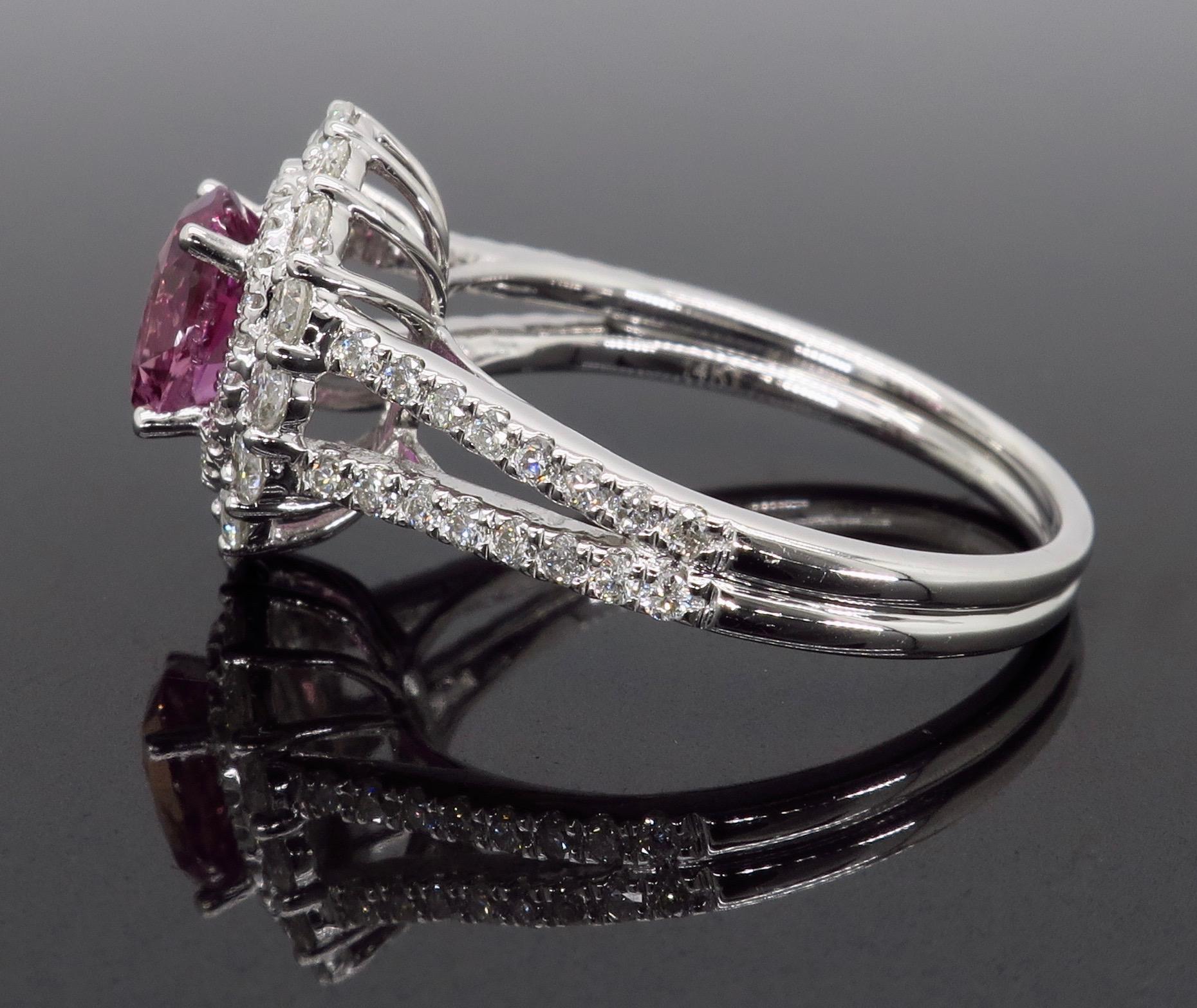 Women's or Men's Pink Sapphire and Diamond Ring