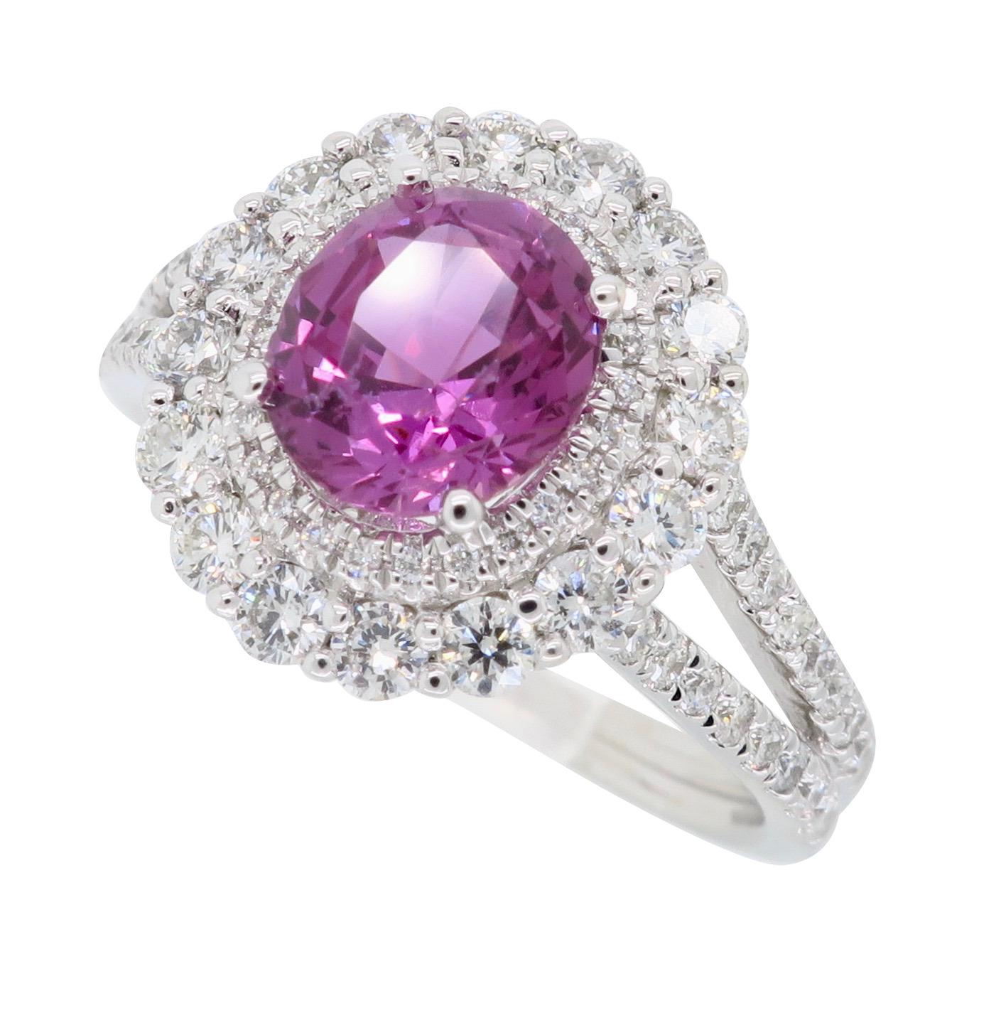 Pink Sapphire and Diamond Ring 4