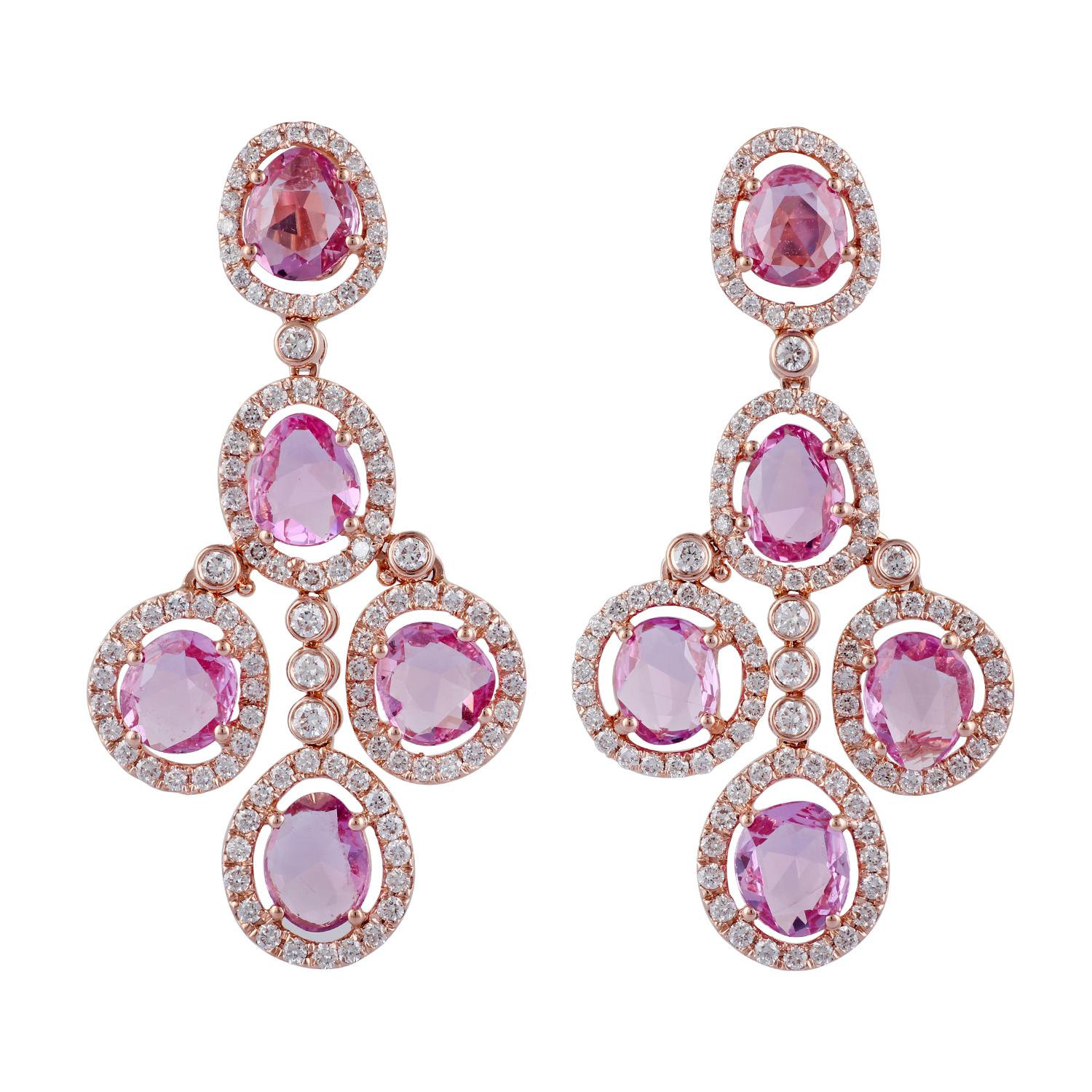 Ring aus 18 Karat Roségold mit rosa Saphir und Diamant (Zeitgenössisch) im Angebot