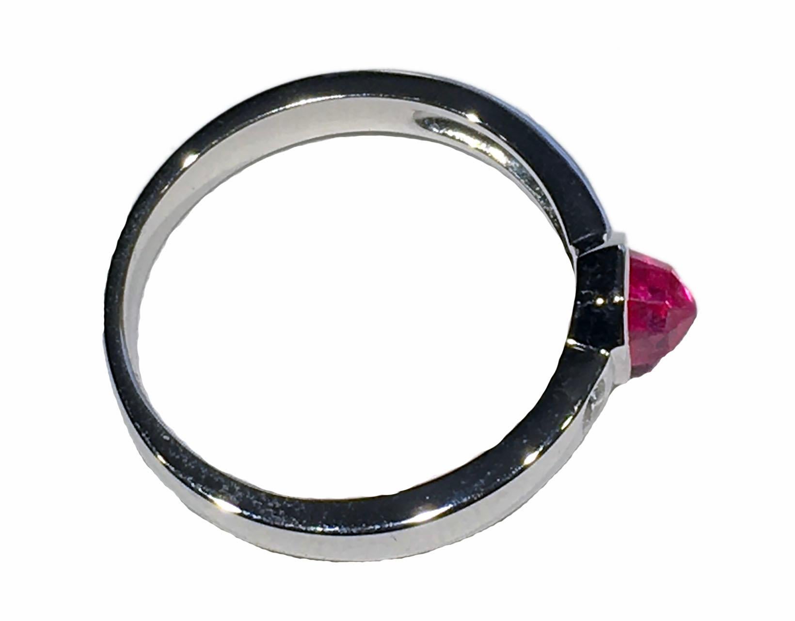 Pink Sapphire & Diamond Ring in 18kt White Gold For Sale 11