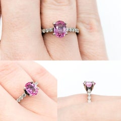 Pink Sapphire & Diamond Ring in Platinum