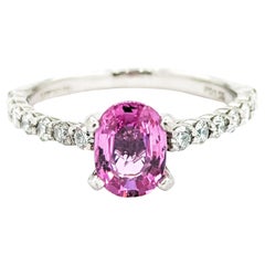 Pink Sapphire & Diamond Ring in Platinum