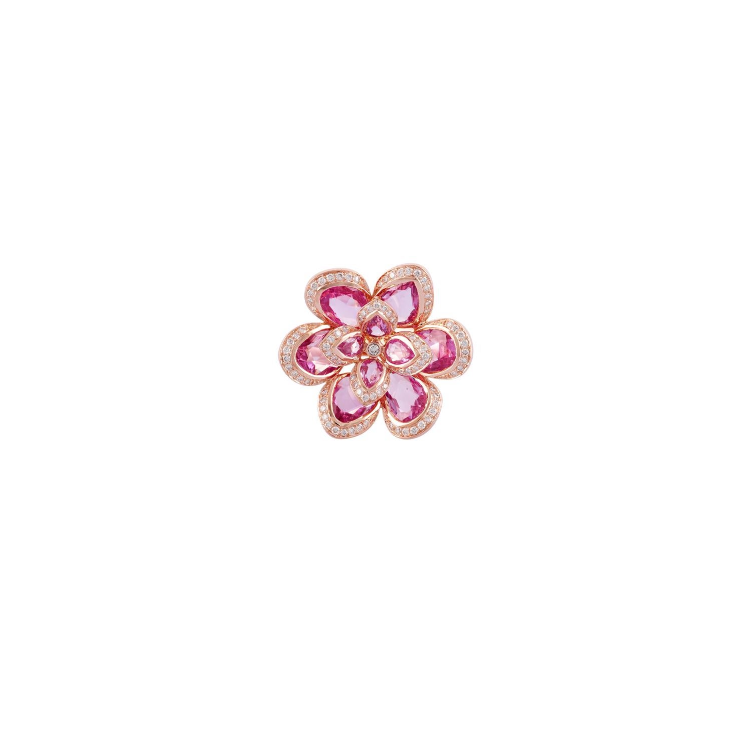 Rose-cut Uneven Pink Sapphires 5.49 carats
Full-cut Round Diamonds 0.65 carat
18kt Rose gold 8.96 grams
