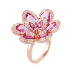 Ring mit rosa Saphir und Diamant aus 18 Karat Roségold