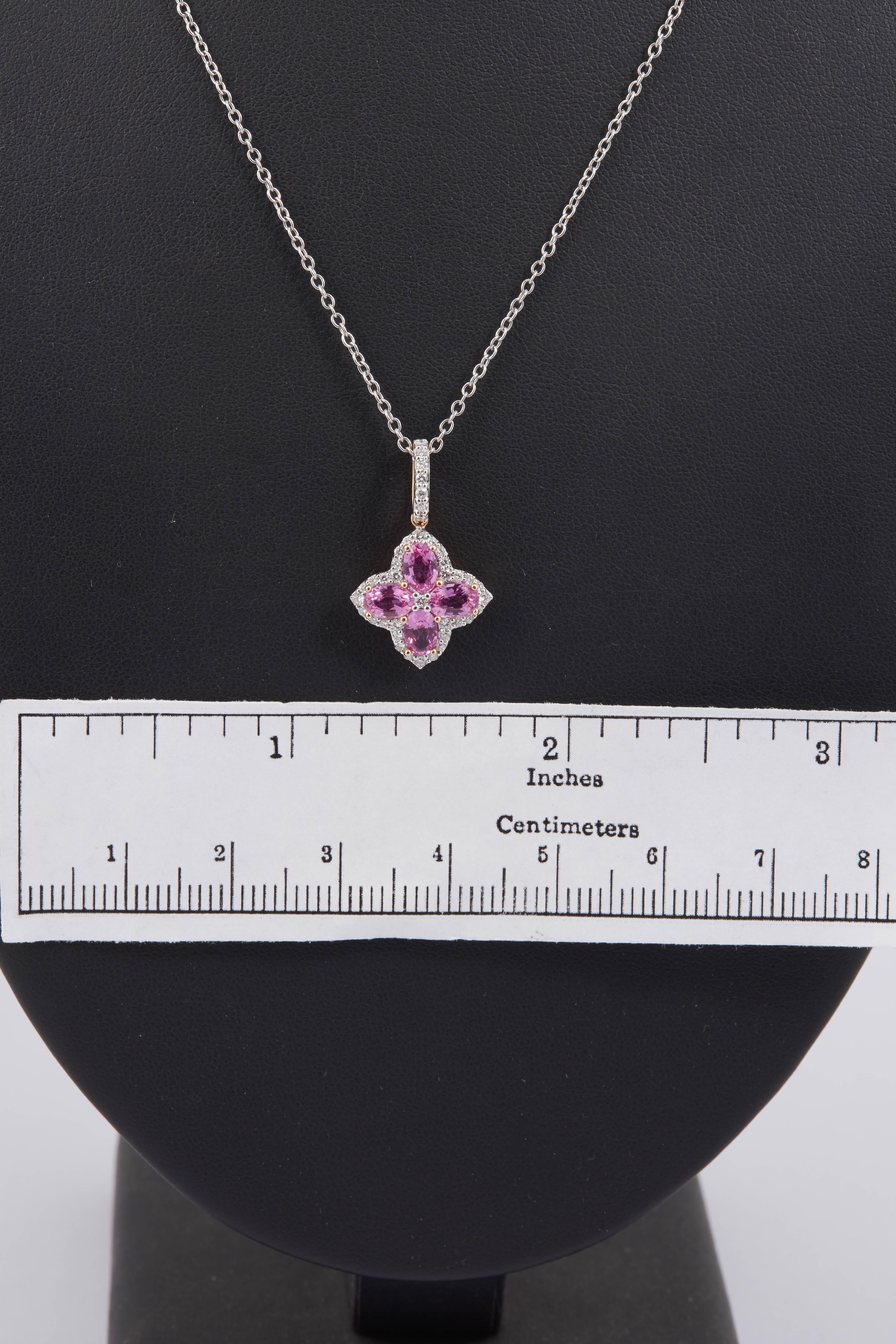 Contemporary Pink Sapphire Diamond Rose Gold Pendant