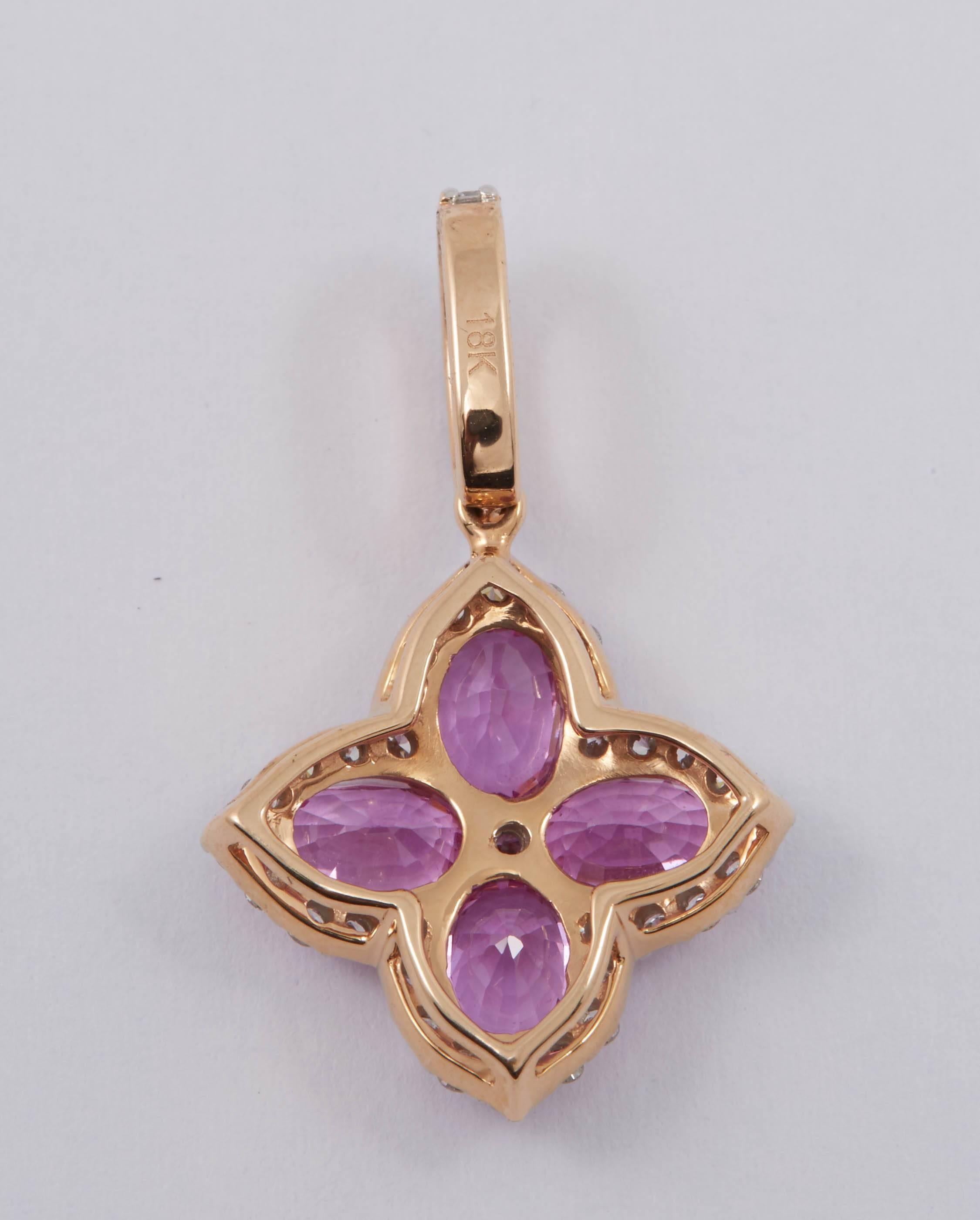 Pink Sapphire Diamond Rose Gold Pendant 2