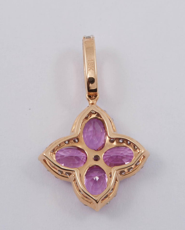 Pink Sapphire Diamond Rose Gold Pendant For Sale (Free Shipping) at 1stDibs