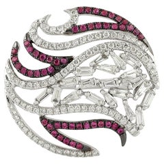 Pink Sapphire & Diamond Round Shaped Ring Made In 18k White Gold
