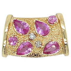 Pink Sapphire & Diamond Slide Pendant in 14K Yellow Gold