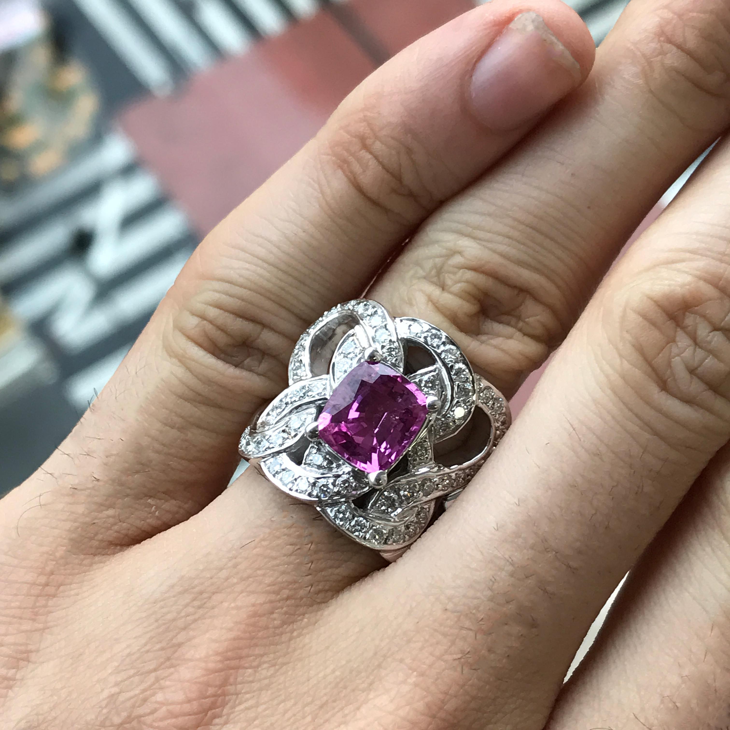 4 carat pink sapphire ring