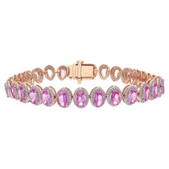 Tennisarmband aus 18 Karat Gold mit rosa Saphiren und Diamanten