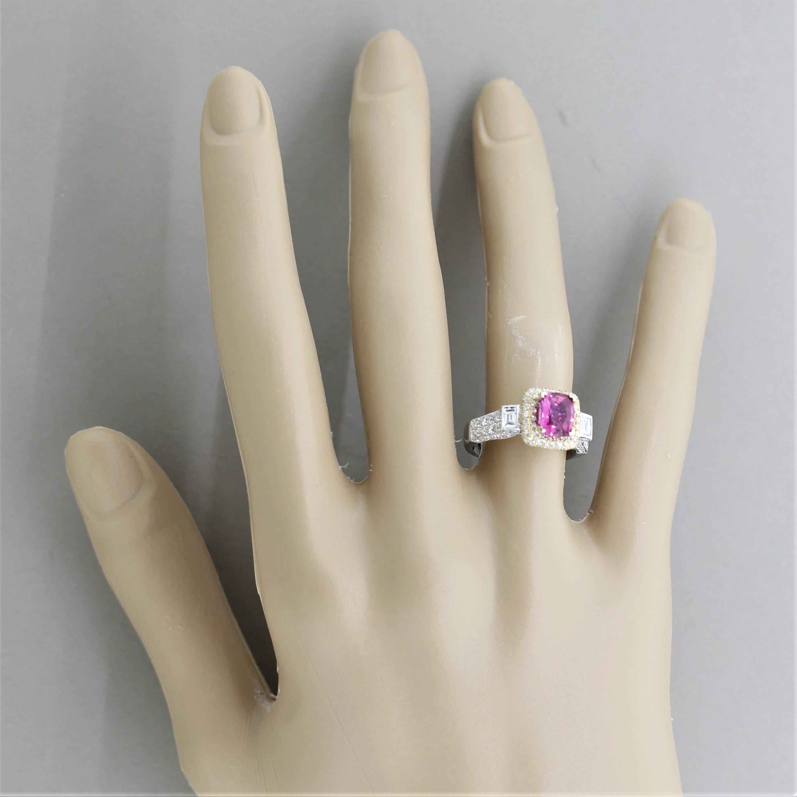 Zafiro Rosa Diamante Anillo de Oro Bicolor 2