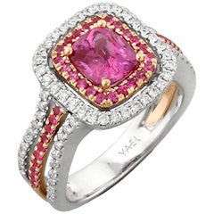Pink Sapphire Diamond White and Rose Gold Ring