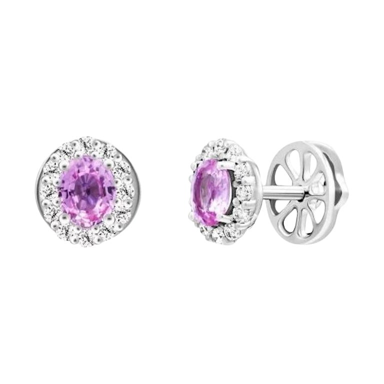 Pink Sapphire Diamond White Gold Exclusive Earrings for Her For Sale