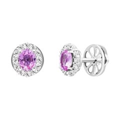 Pink Sapphire Diamond White Gold Exclusive Earrings for Her
