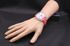 Pink Diamond & Diamonds Pave Dial Luxury Swiss Quartz Exotic Leather Band Watch