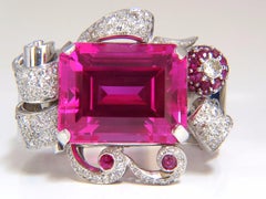 Bracciale rigido con zaffiri rosa, diamanti e rubini, stile Art Déco parigino di lusso*