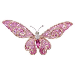 Pinker Saphir & Diamanten Turmalin Schmetterling Süßer 18K Rose Gold Tier Ring