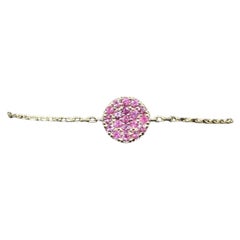 Bracelet en or jaune 14kt avec disque de saphir rose - 0.57ctw, 6.5in, New