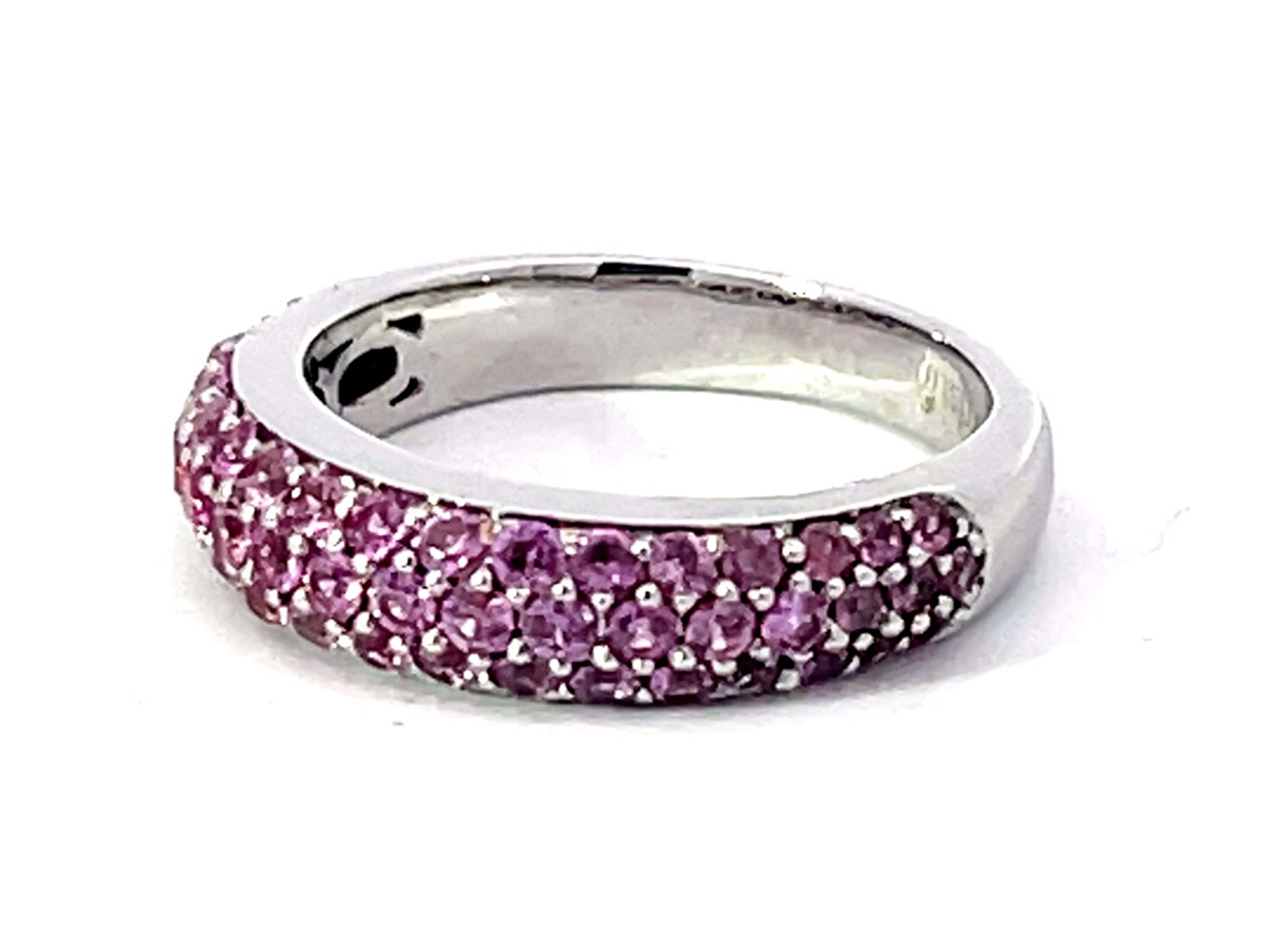 Pink Sapphire Dome Ring in 14K White Gold In Excellent Condition For Sale In Honolulu, HI