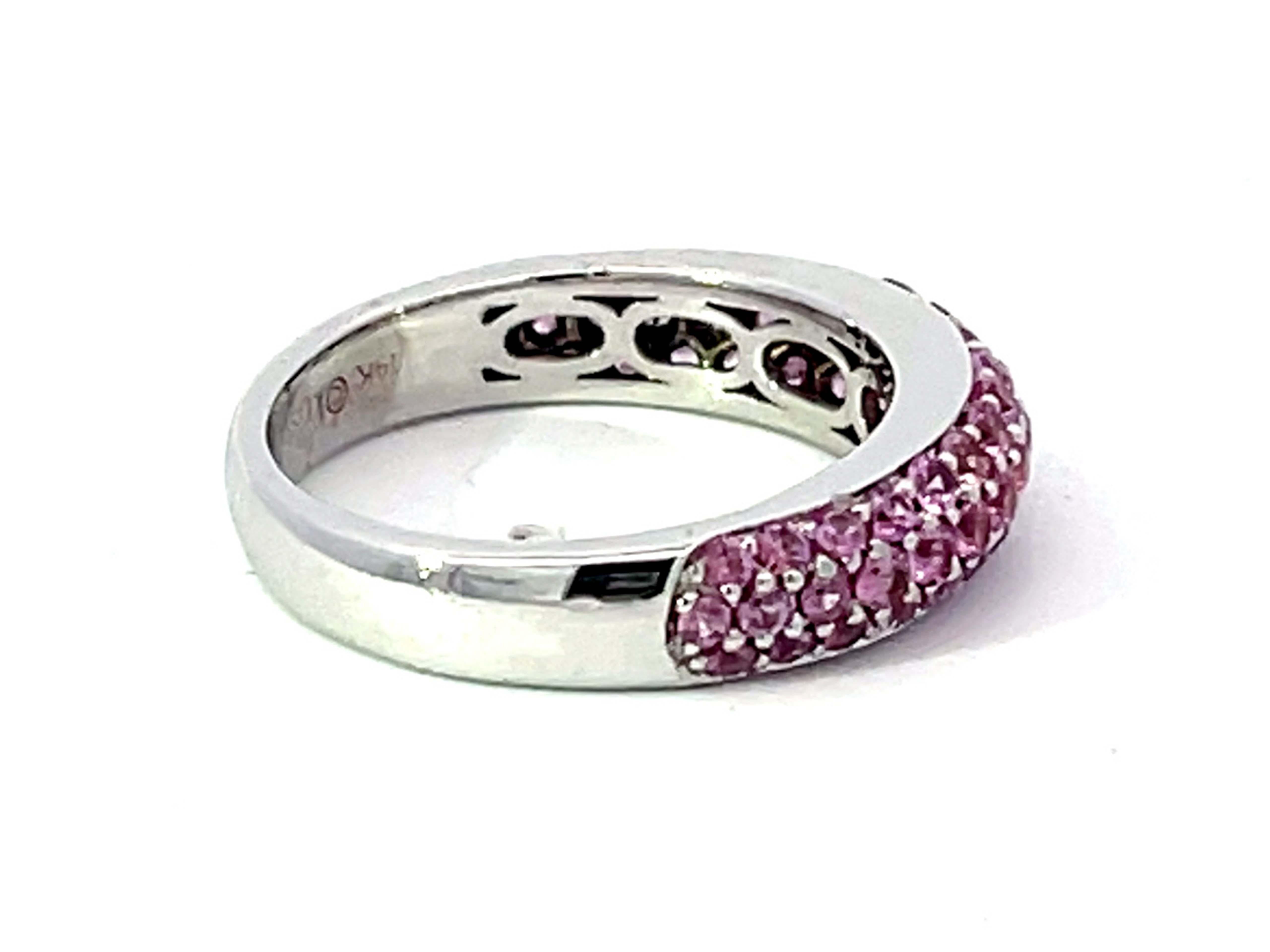 Women's Pink Sapphire Dome Ring in 14K White Gold For Sale