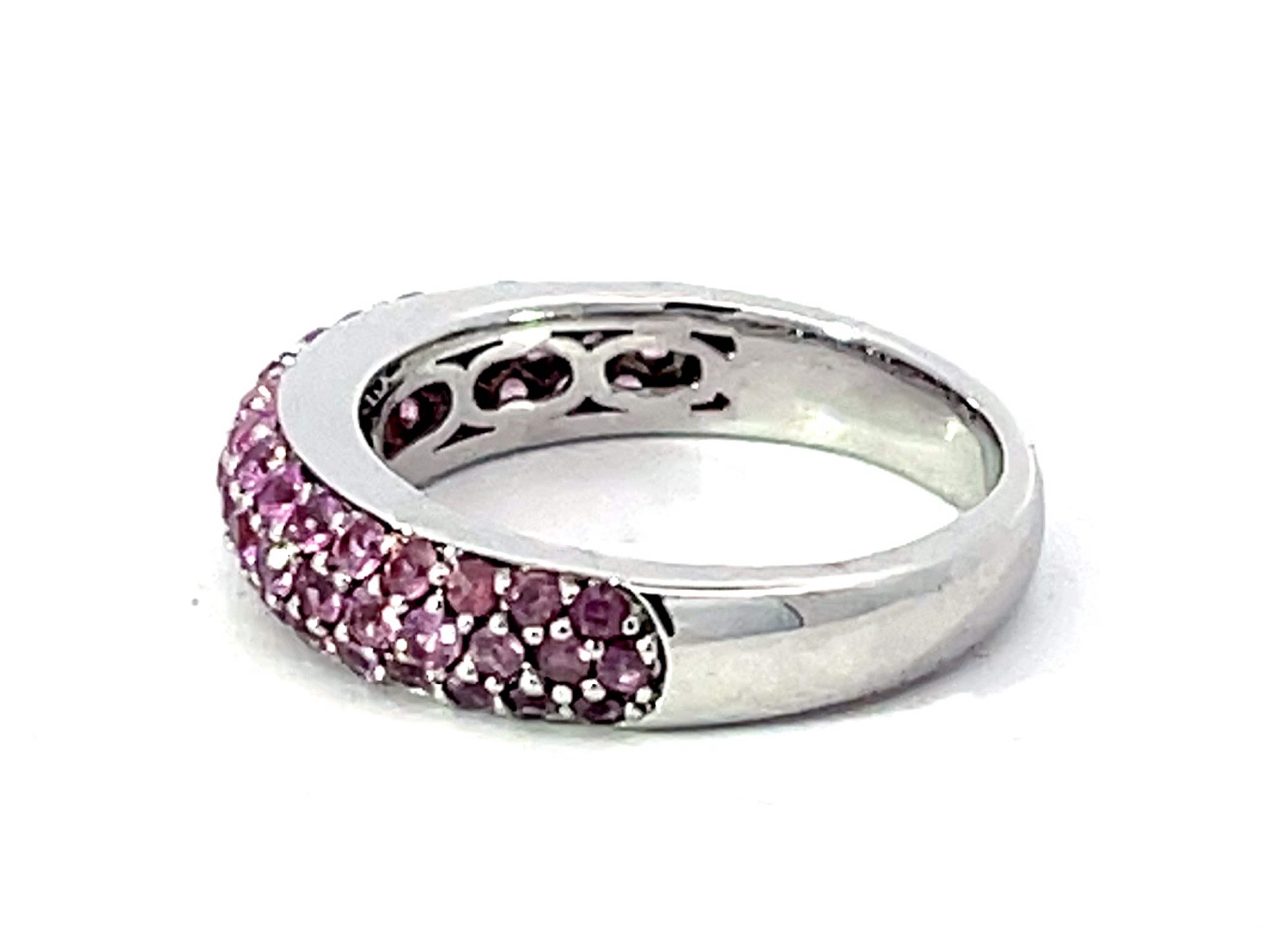 Pink Sapphire Dome Ring in 14K White Gold For Sale 1