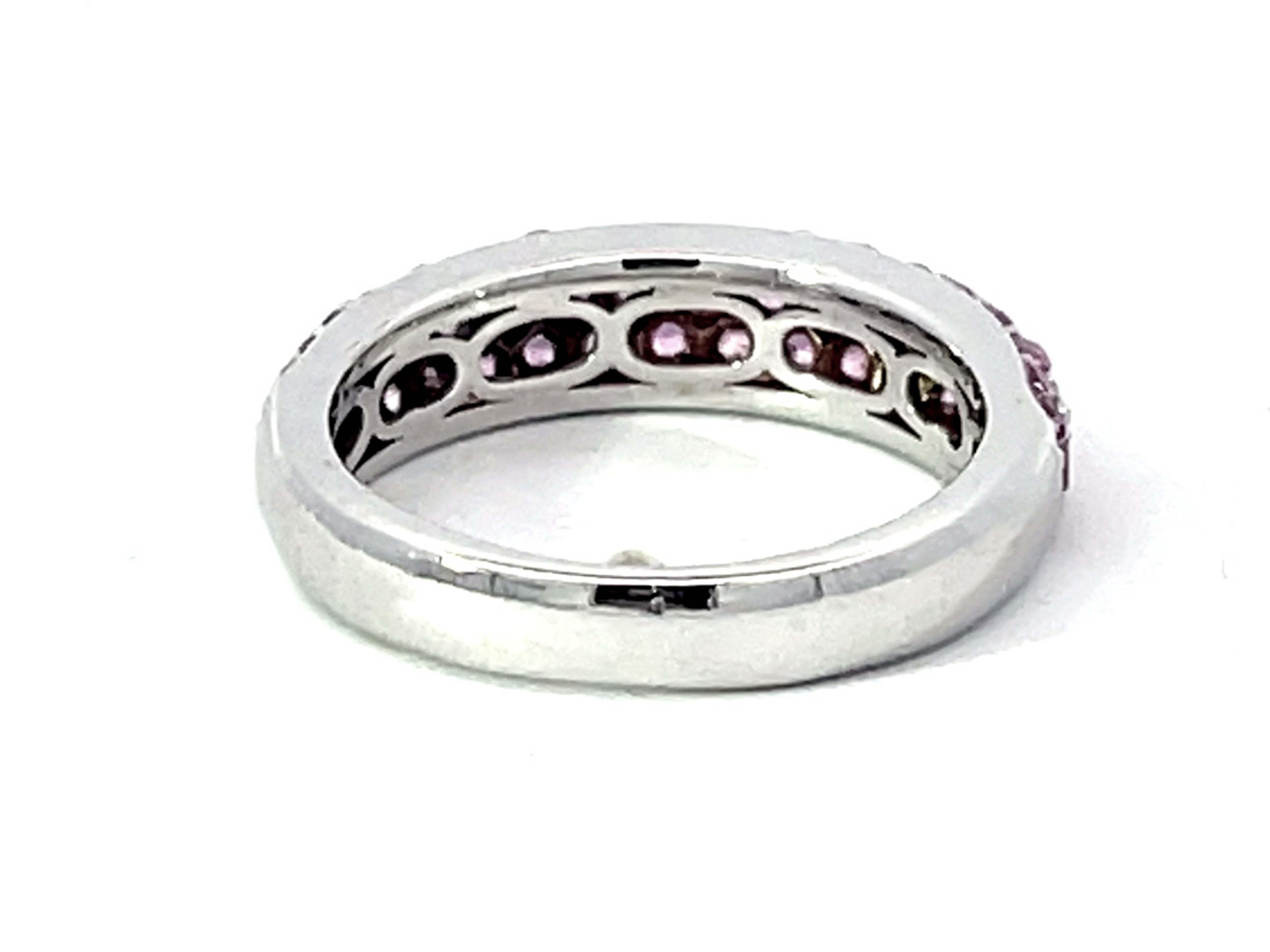 Pink Sapphire Dome Ring in 14K White Gold For Sale 2