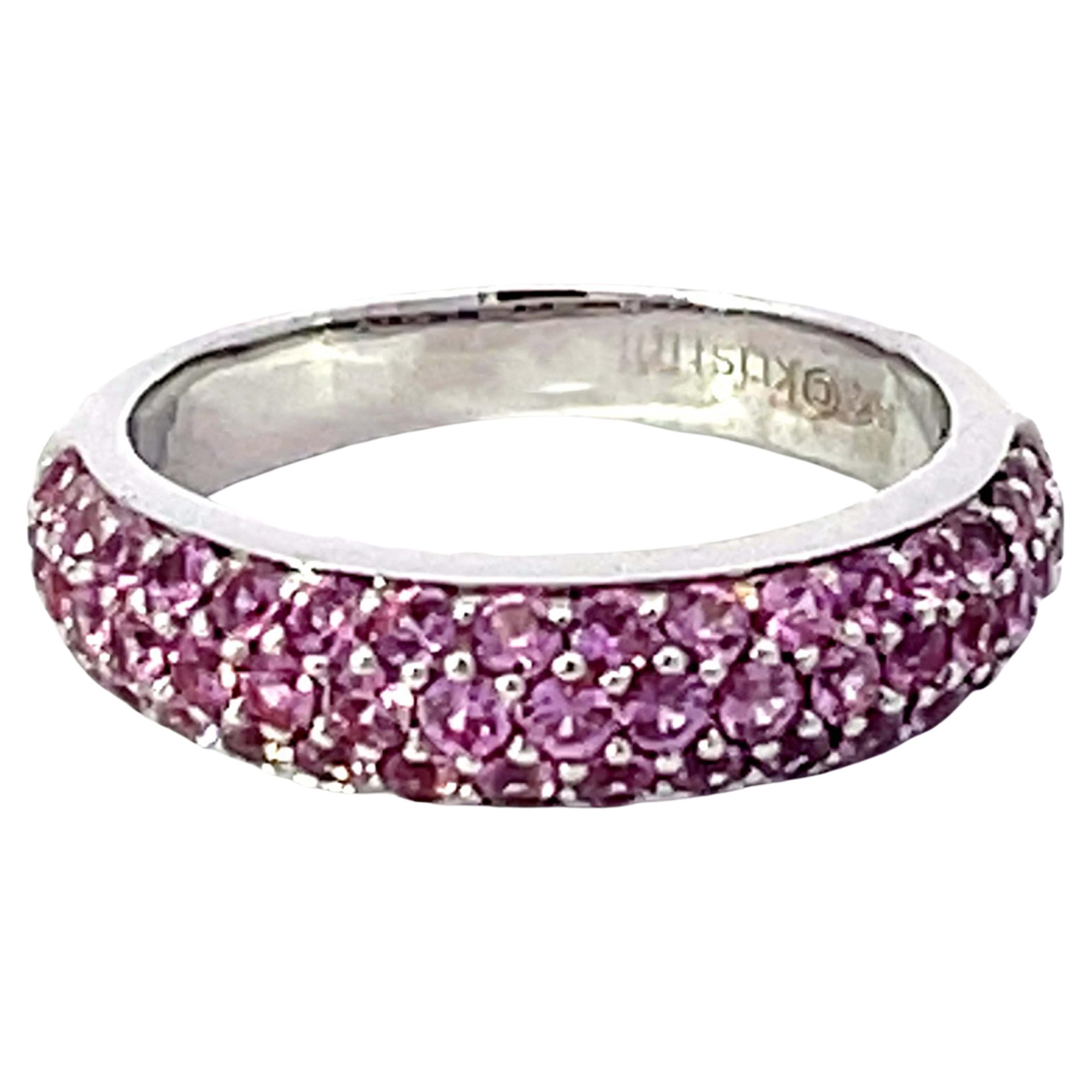 Pink Sapphire Dome Ring in 14K White Gold For Sale