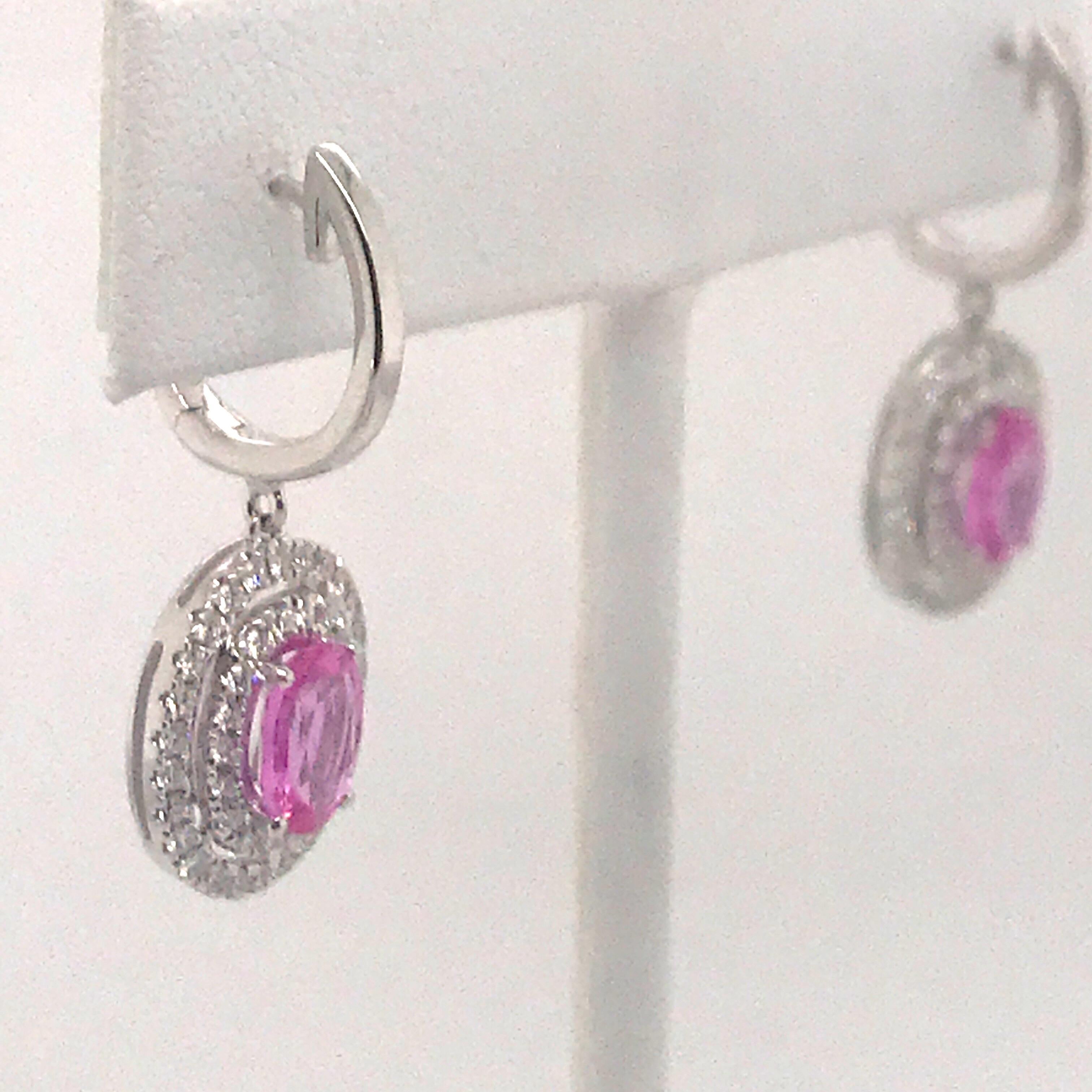 pink sapphire halo earrings