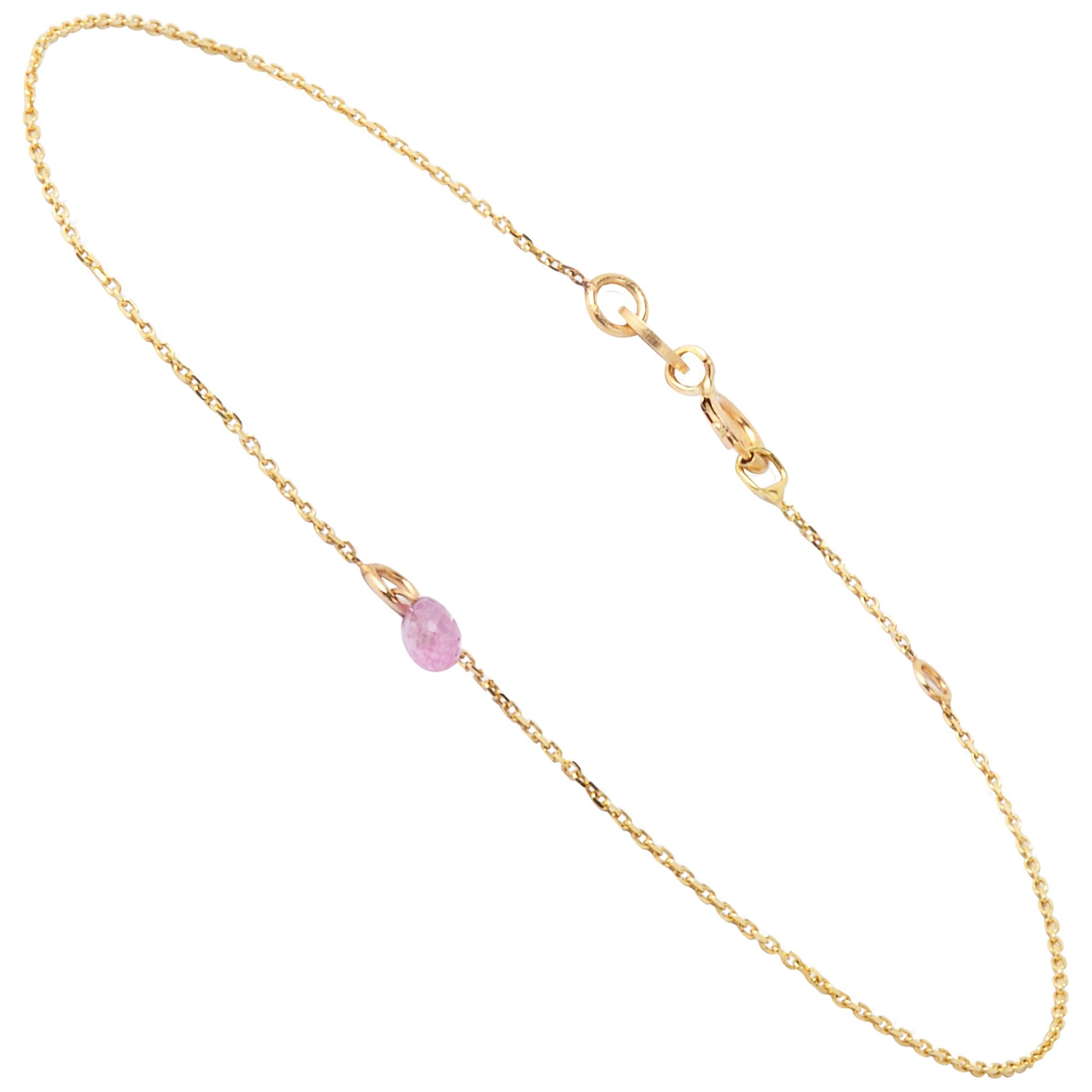 Pink Sapphire Drop Bracelet in Yellow Gold by Allison Bryan