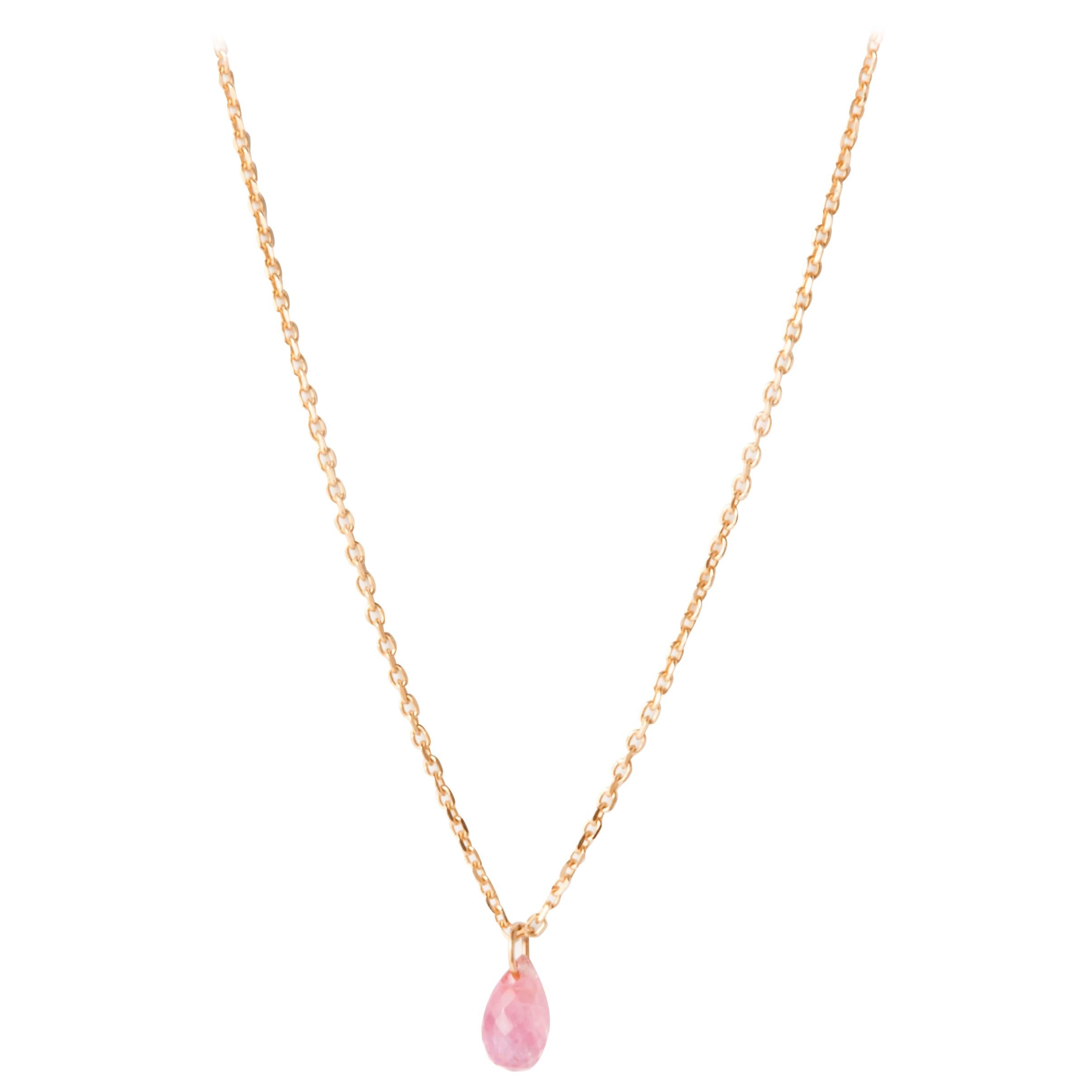 Allison Bryan Collier à gouttes en or jaune massif et saphir rose en vente