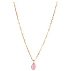Pink Sapphire Drop Necklace in Yellow Gold by Allison Bryan