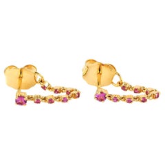 Orecchini a catena con filo di zaffiro rosa realizzati in oro giallo 14k