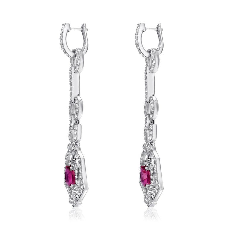 Pink Sapphire Earrings Cushion Cut 2.90 Carats For Sale at 1stDibs