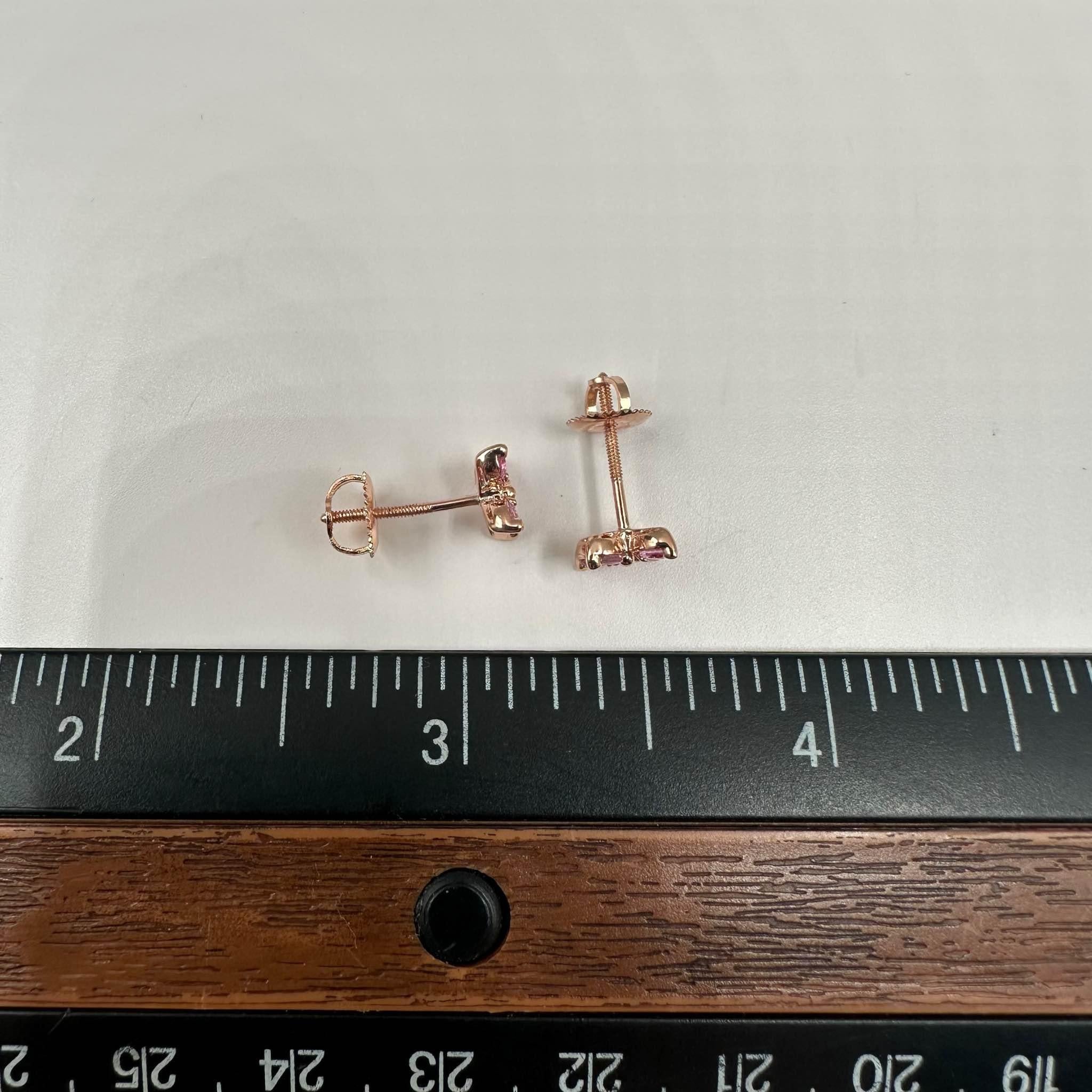 Boucles d'oreilles en or rose 14 carats avec saphirs naturels de 0,46 carat, neuves Pour femmes en vente