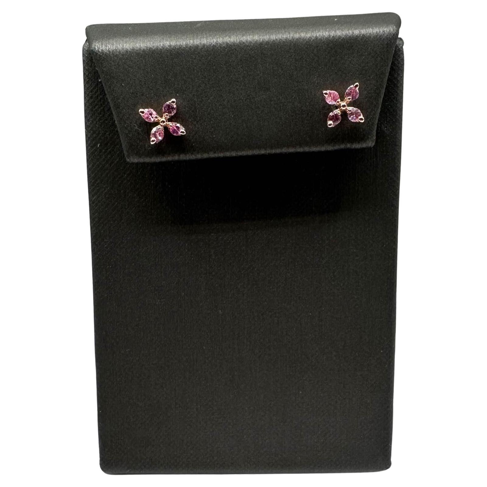Pink Sapphire Earrings in 14kt Rose Gold - 0.46ctw Natural Sapphires, New