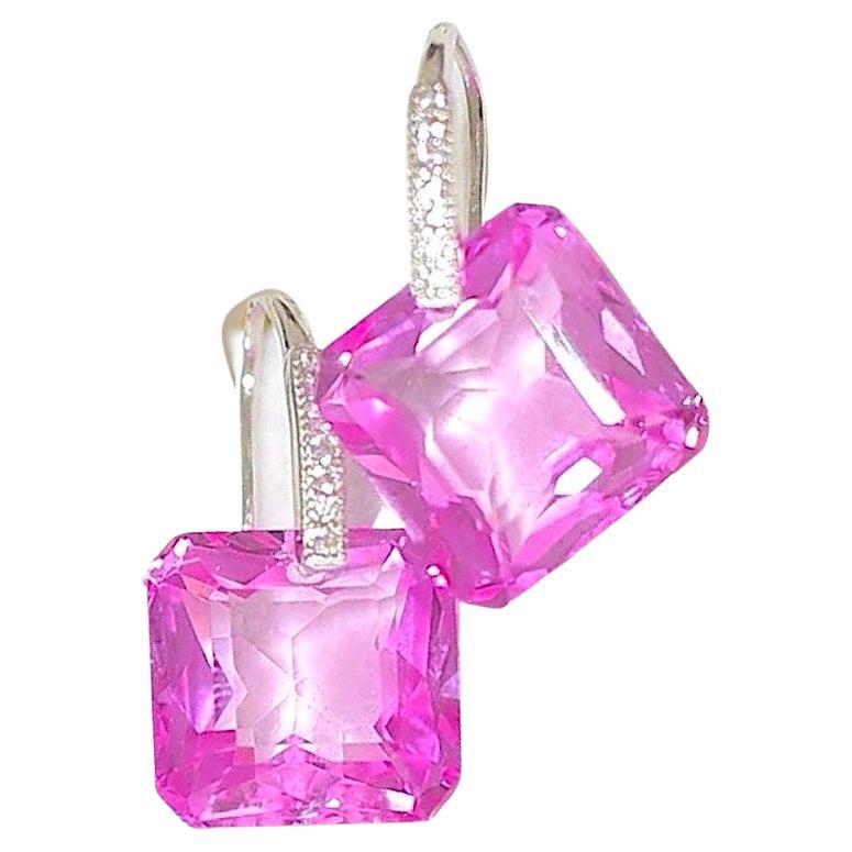 Pink Sapphire Earrings in Sterling Silver